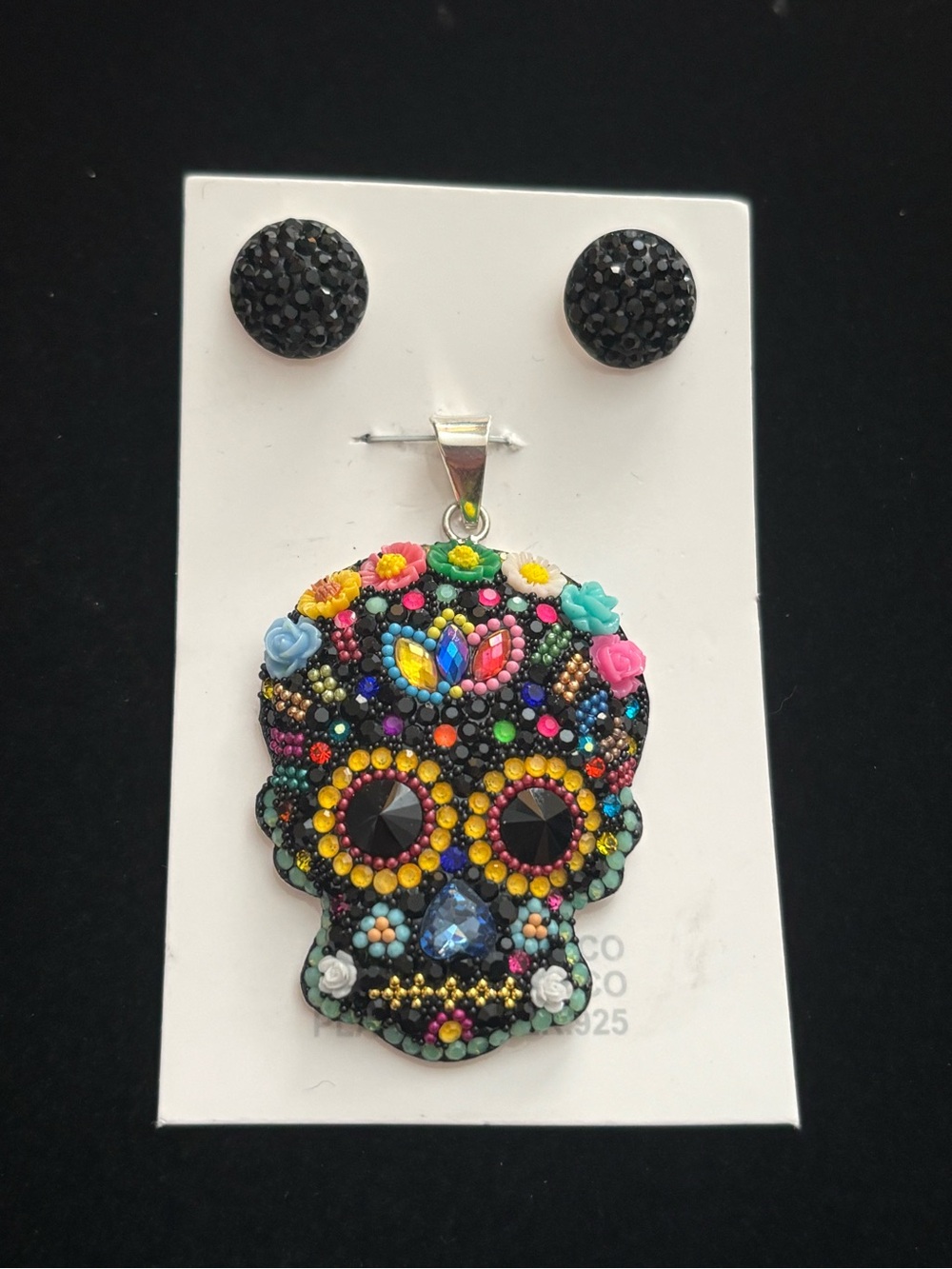 Sterling Silver Colorful  Skull set